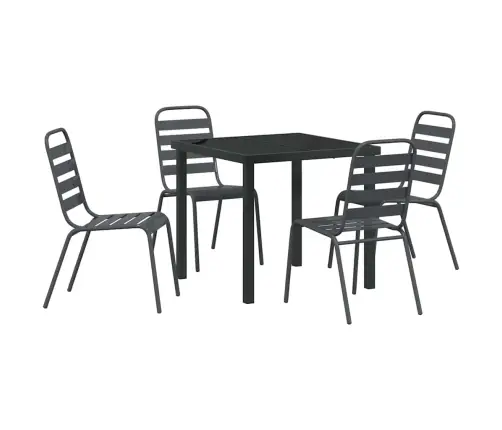 Dārza Ēdamgalds 5 Pcs Tumši Pelēka Tērauds Vidaxl