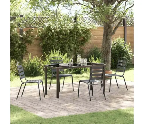 5 Daļu Dārza Galdiņš Tumši Pelēks Tērauds Vidaxl