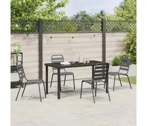 5 Daļu Dārza Galdiņš Tumši Pelēks Tērauds Vidaxl