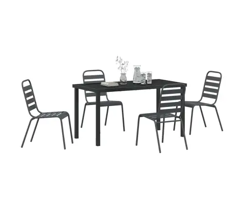 5 Daļu Dārza Galdiņš Tumši Pelēks Tērauds Vidaxl