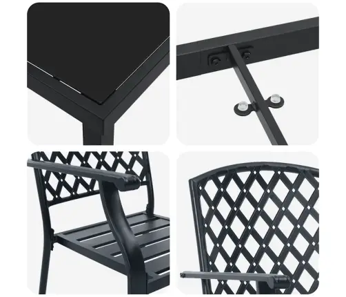 3 Daļu Dārza Ēdamgalda Komplekts Antracīta Tērauda Vidaxl