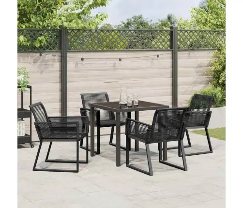 5 Daļu Dārza Ēdamgaldu Komplekts Melnā Poliratanā Vidaxl