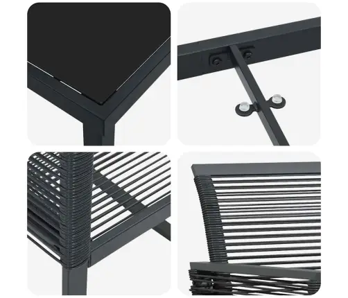 5 Daļu Dārza Galds Melnā Polirattanā Vidaxl