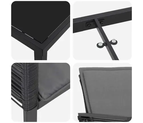 Sodo Valgomojo Komplektas 3 Pcs Juoda