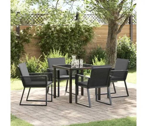 5 Gabalu Dārza Ēdamzālīte Ar Spilveniem Melnais Poliratans Vidaxl