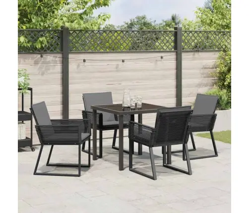 5 Gabalu Dārza Ēdamzālīte Ar Spilveniem Melnais Poliratans Vidaxl