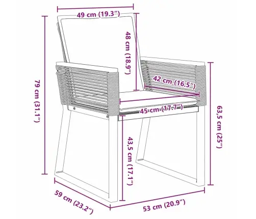 5 Gabalu Dārza Ēdamzālīte Ar Spilveniem Melnais Poliratans Vidaxl