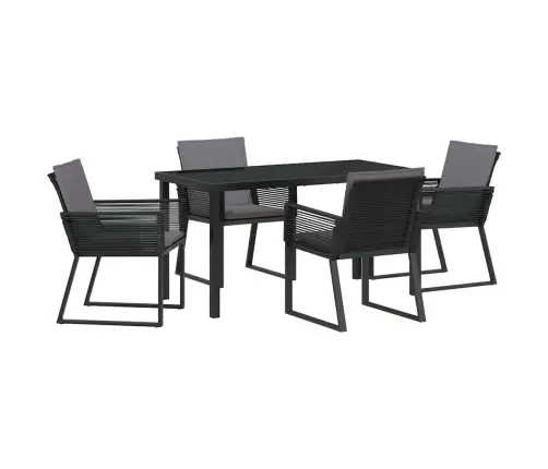 5 Daļu Dārza Ēdamgalda Komplekts Ar Spilveniem, Melns Polirattans Vidaxl
