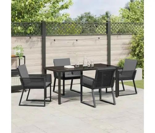 Aia Söögilaudade Komplekt 5 Pcs Must Pulbervärvitud Teras