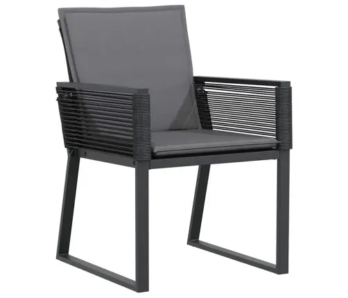 Dārza Ēdamgalds 7 Pcs Melna Tērauds Ar Pulverkrāsas Pārklājumu Vidaxl