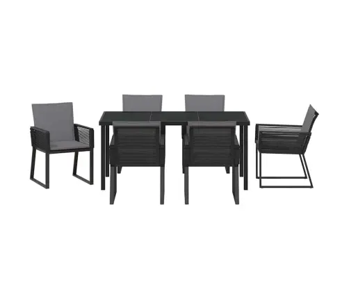 Dārza Ēdamgalds 7 Pcs Melna Tērauds Ar Pulverkrāsas Pārklājumu Vidaxl