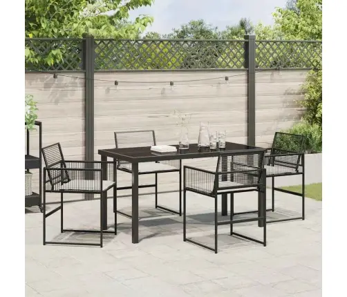 5 Daļu Dārza Pusdienu Komplekts Ar Spilveniem, Melns Polyratans Vidaxl