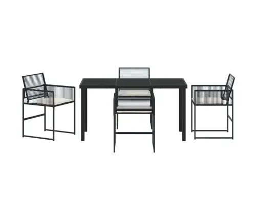 5 Daļu Dārza Pusdienu Komplekts Ar Spilveniem, Melns Polyratans Vidaxl