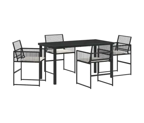 5 Daļu Dārza Pusdienu Komplekts Ar Spilveniem, Melns Polyratans Vidaxl