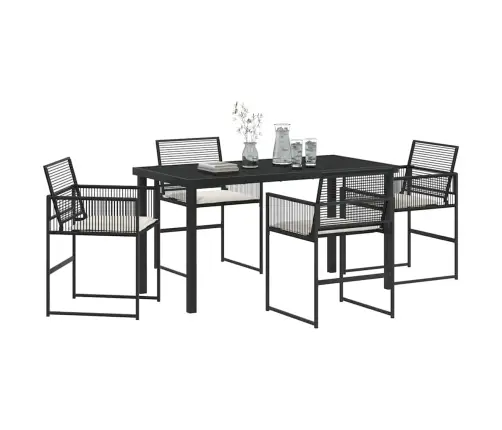 5 Daļu Dārza Pusdienu Komplekts Ar Spilveniem, Melns Polyratans Vidaxl