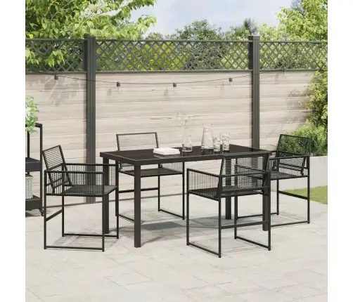 5 Gabalu Dārza Galds Melnā Poliratanā Vidaxl 5 Gabalu Dārza Galds Melnā Poliratanā Vidaxl