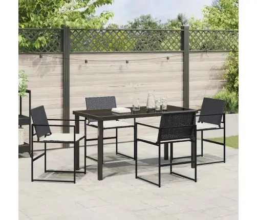 Aia Söögilaudade Komplekt 5 Pcs Must Pulbervärvitud Teras