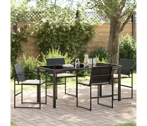 Aia Söögilaudade Komplekt 5 Pcs Must Pulbervärvitud Teras