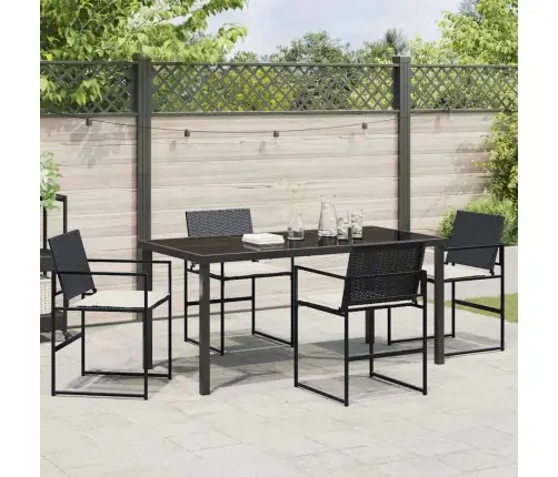 Aia Söögilaudade Komplekt 5 Pcs Must Pulbervärvitud Teras