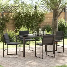 Sodo Valgomojo Komplektas 5 Pcs Juoda 140 X 70 X 73 Cm