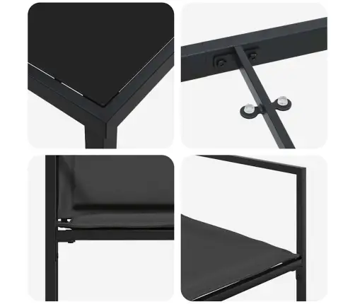 Sodo Valgomojo Komplektas 5 Pcs Juoda Textilene Ir Plienas