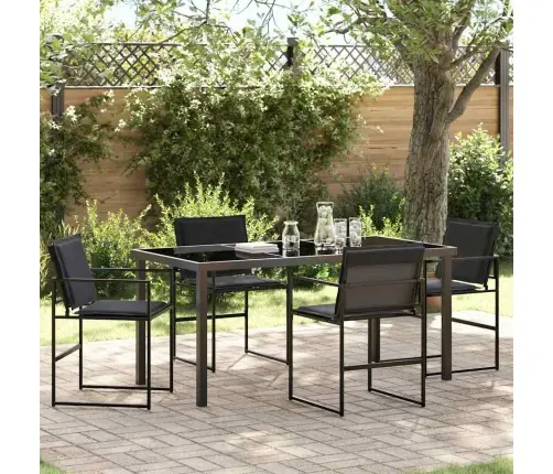 Sodo Valgomojo Komplektas 5 Pcs Juoda Textilene Ir Plienas