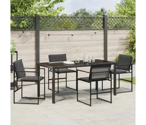 Sodo Valgomojo Komplektas 5 Pcs Juoda Textilene Ir Plienas