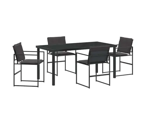 Sodo Valgomojo Komplektas 5 Pcs Juoda Textilene Ir Plienas