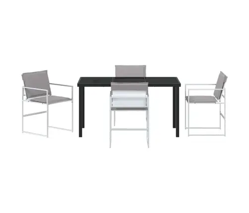 5 Daļu Dārza Galds Ar Spilveniem, Balts Tekstilēns Un Tērauds Vidaxl