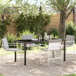 Dārza Ēdamgalds 5 Pcs Balts 160 X 80 X 73 Cm Vidaxl