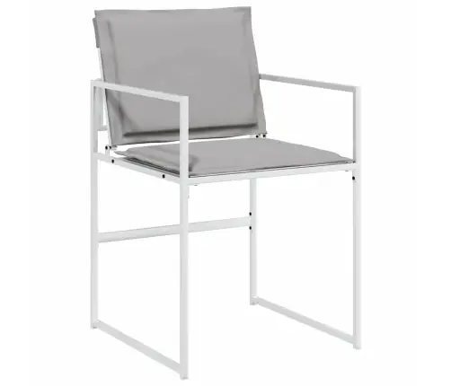 5 Daļu Dārza Galds Ar Spilveniem Baltā Tekstilēnā Un Tēraudā Vidaxl