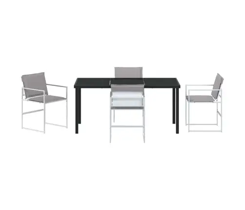 5 Daļu Dārza Galds Ar Spilveniem Baltā Tekstilēnā Un Tēraudā Vidaxl