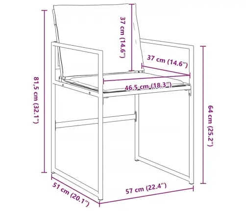 5 Daļu Dārza Galds Ar Spilveniem Baltā Tekstilēnā Un Tēraudā Vidaxl