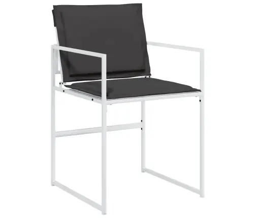 5 Daļu Dārza Galda Komplekts Ar Spilveniem, Balts Tekstilēns Un Tērauds Vidaxl