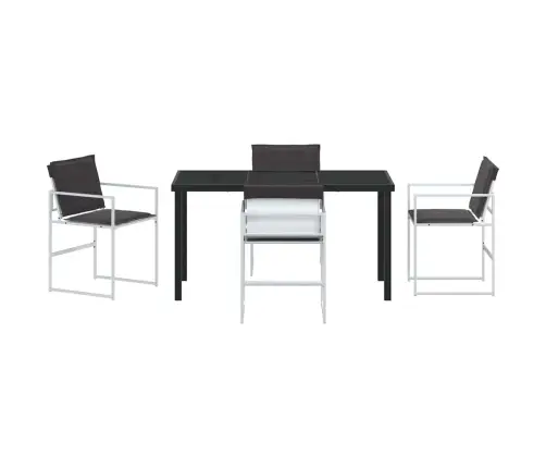 5 Daļu Dārza Galda Komplekts Ar Spilveniem, Balts Tekstilēns Un Tērauds Vidaxl