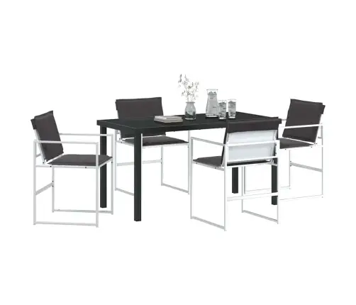 5 Daļu Dārza Galda Komplekts Ar Spilveniem, Balts Tekstilēns Un Tērauds Vidaxl