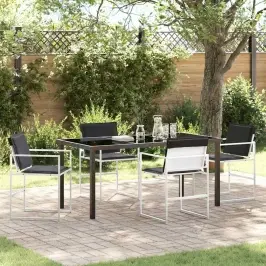 Dārza Ēdamgalds 5 Pcs Balts 160 X 80 X 73 Cm Vidaxl