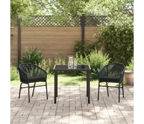 3 Daļīgu Dārza Ēdamgaldu Komplekts - Melnais Poli Rotangs Vidaxl