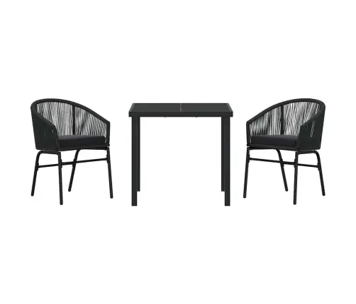 3 Daļīgu Dārza Ēdamgaldu Komplekts - Melnais Poli Rotangs Vidaxl