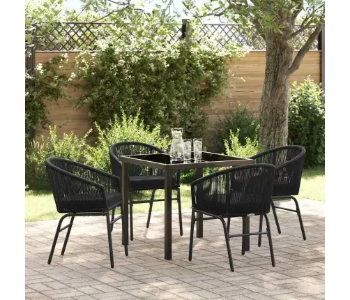 Aia Söögilaudade Komplekt 5 Pcs Must Pulbervärvitud Teras