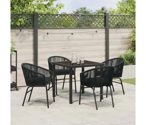 Aia Söögilaudade Komplekt 5 Pcs Must Pulbervärvitud Teras