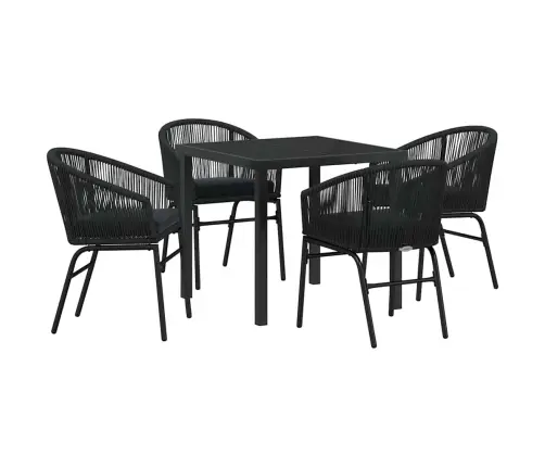 Aia Söögilaudade Komplekt 5 Pcs Must Pulbervärvitud Teras