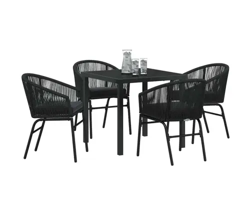 Aia Söögilaudade Komplekt 5 Pcs Must Pulbervärvitud Teras