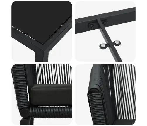 Aia Söögilaudade Komplekt 5 Pcs Must Pulbervärvitud Teras