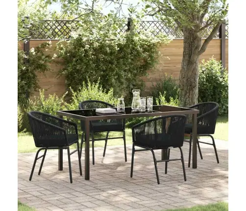 Aia Söögilaudade Komplekt 5 Pcs Must Pulbervärvitud Teras