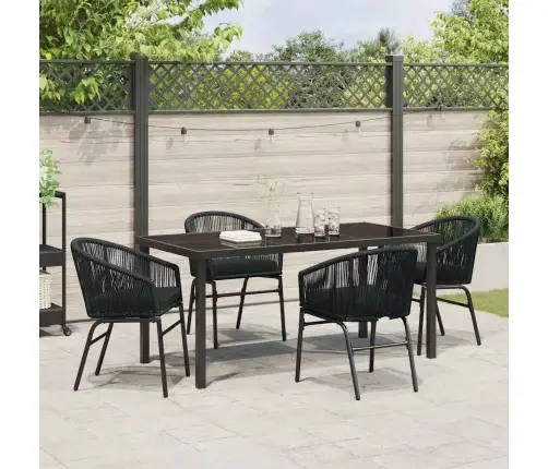 Aia Söögilaudade Komplekt 5 Pcs Must Pulbervärvitud Teras