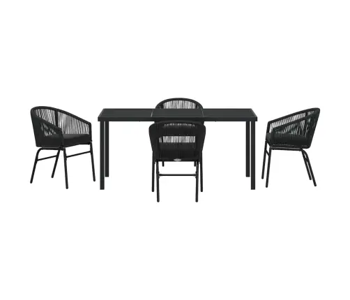 Aia Söögilaudade Komplekt 5 Pcs Must Pulbervärvitud Teras