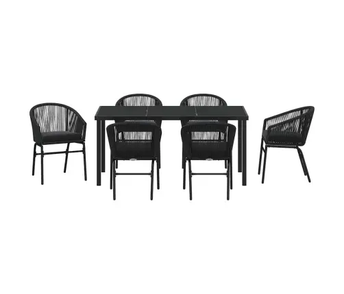 7 Daļīgs Dārza Ēdamgalda Komplekts – Melnā Polirotangpalma. Vidaxl