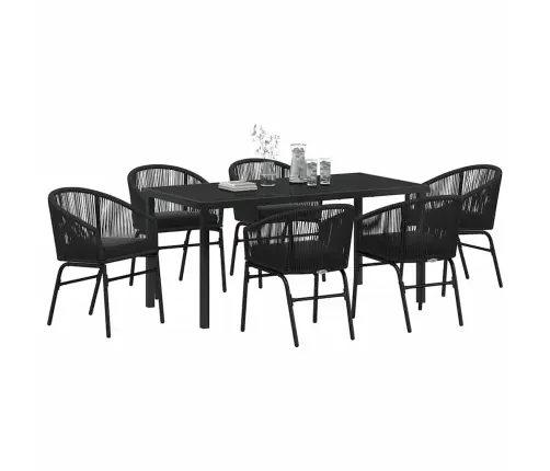 7 Daļīgs Dārza Ēdamgalda Komplekts – Melnā Polirotangpalma. Vidaxl