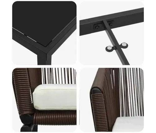 Aia Söögilaudade Komplekt 3 Pcs Pruun Polürooster